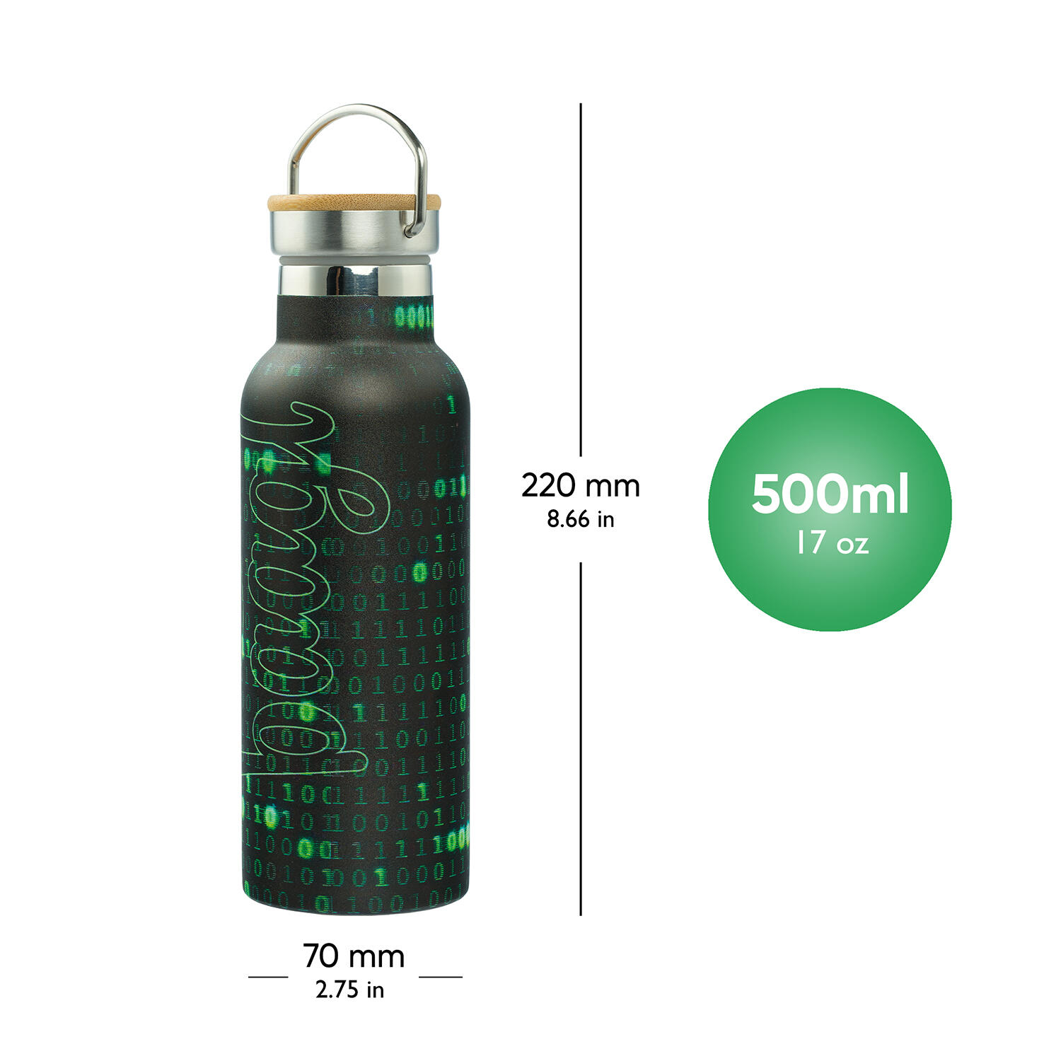 Thermoflasche mit Bambusdeckel Numbers, 500 ml 4/6