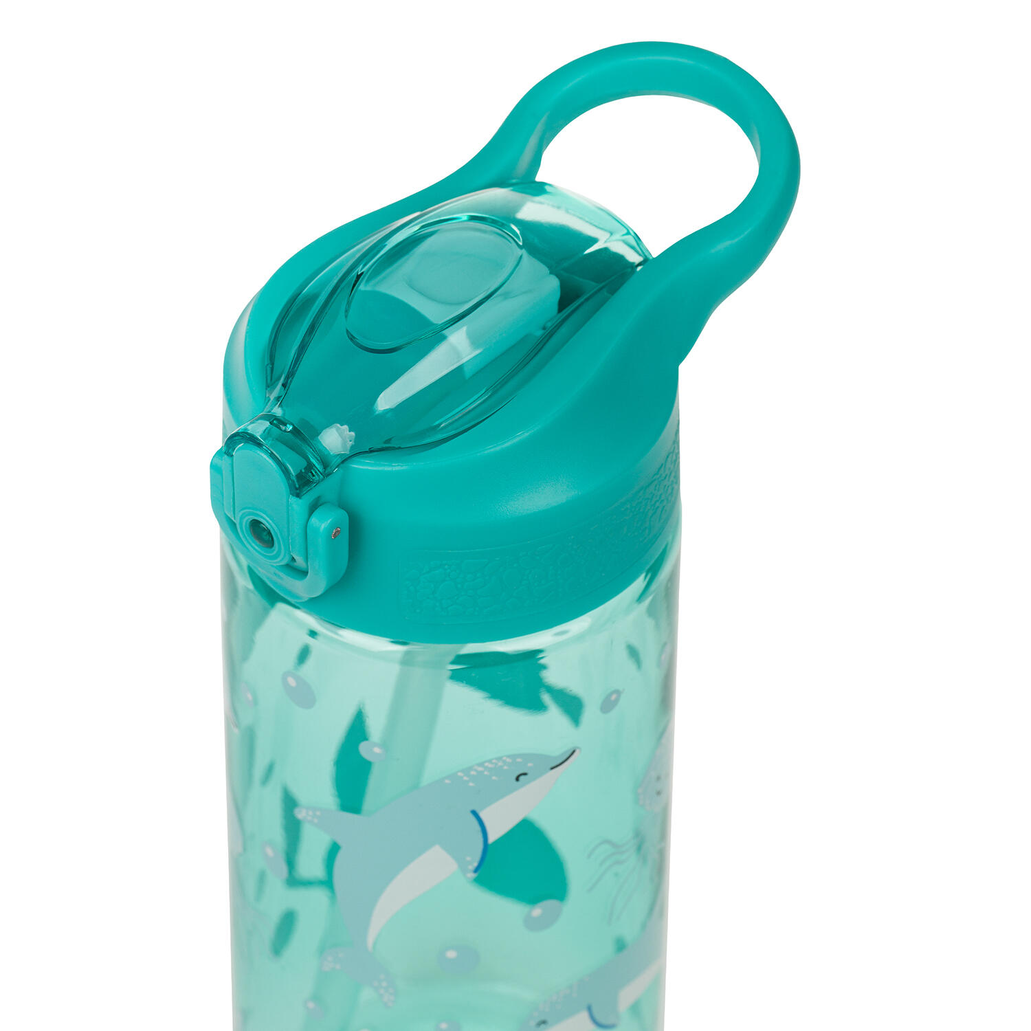 Tritanová láhev na pití s brčkem Delfín, 500 ml 3/5