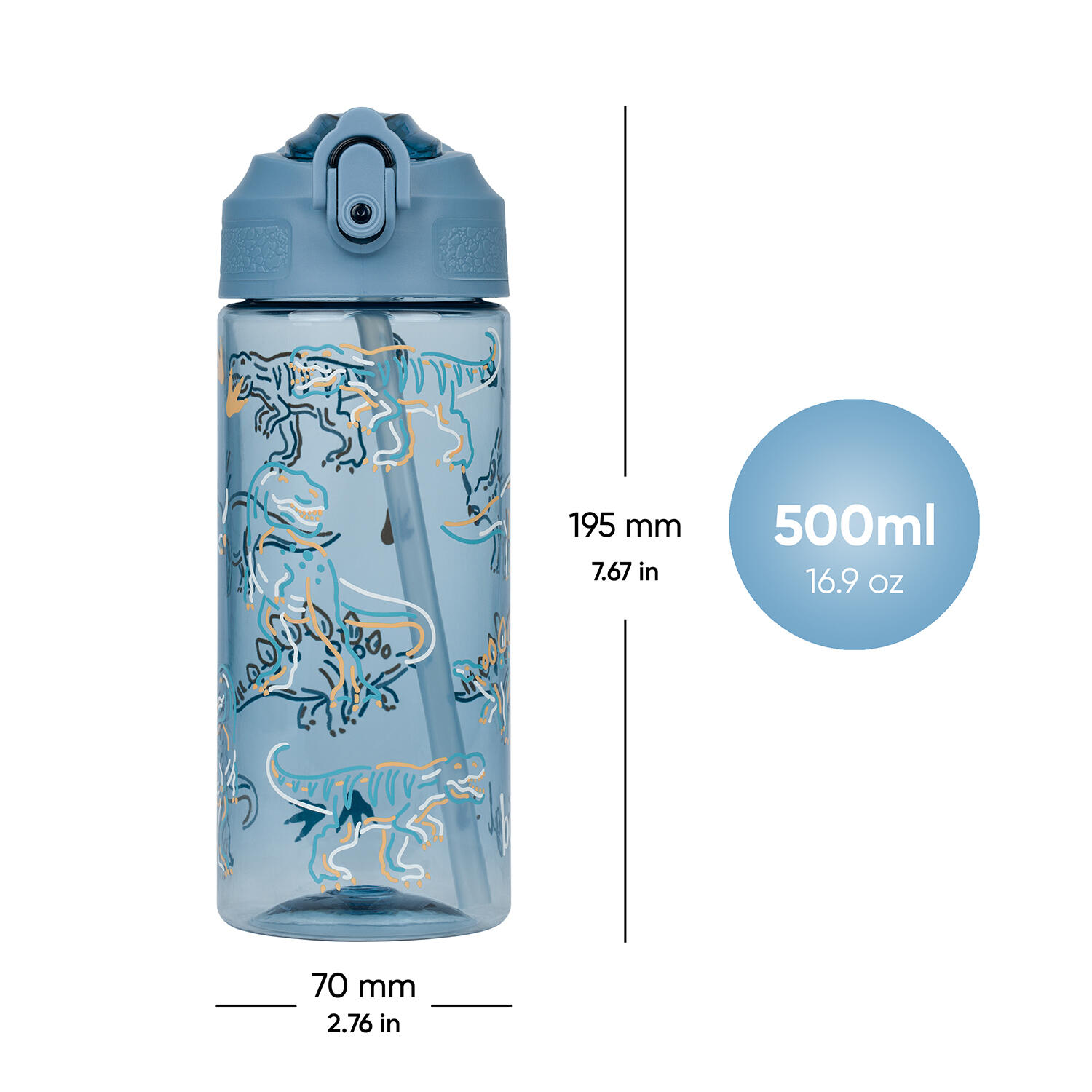 BAAGL Gourde en Tritan avec paille Dino, 500 ml 5/6