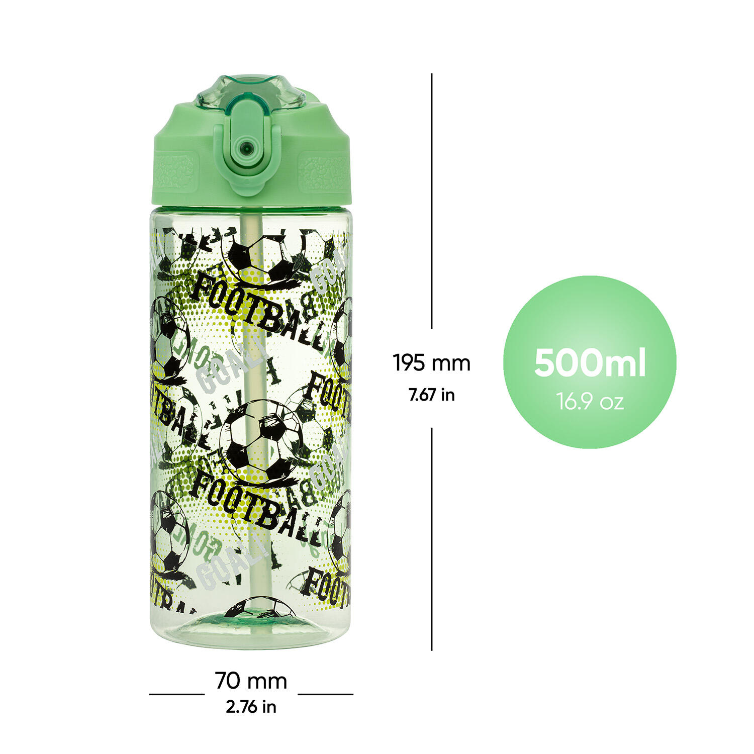 BAAGL Gourde en Tritan avec paille Football, 500 ml 5/6