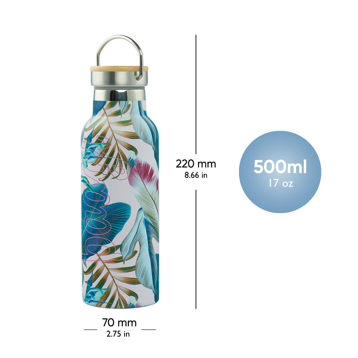 Thermoflasche mit Bambusdeckel Leafs, 500 ml 4/6