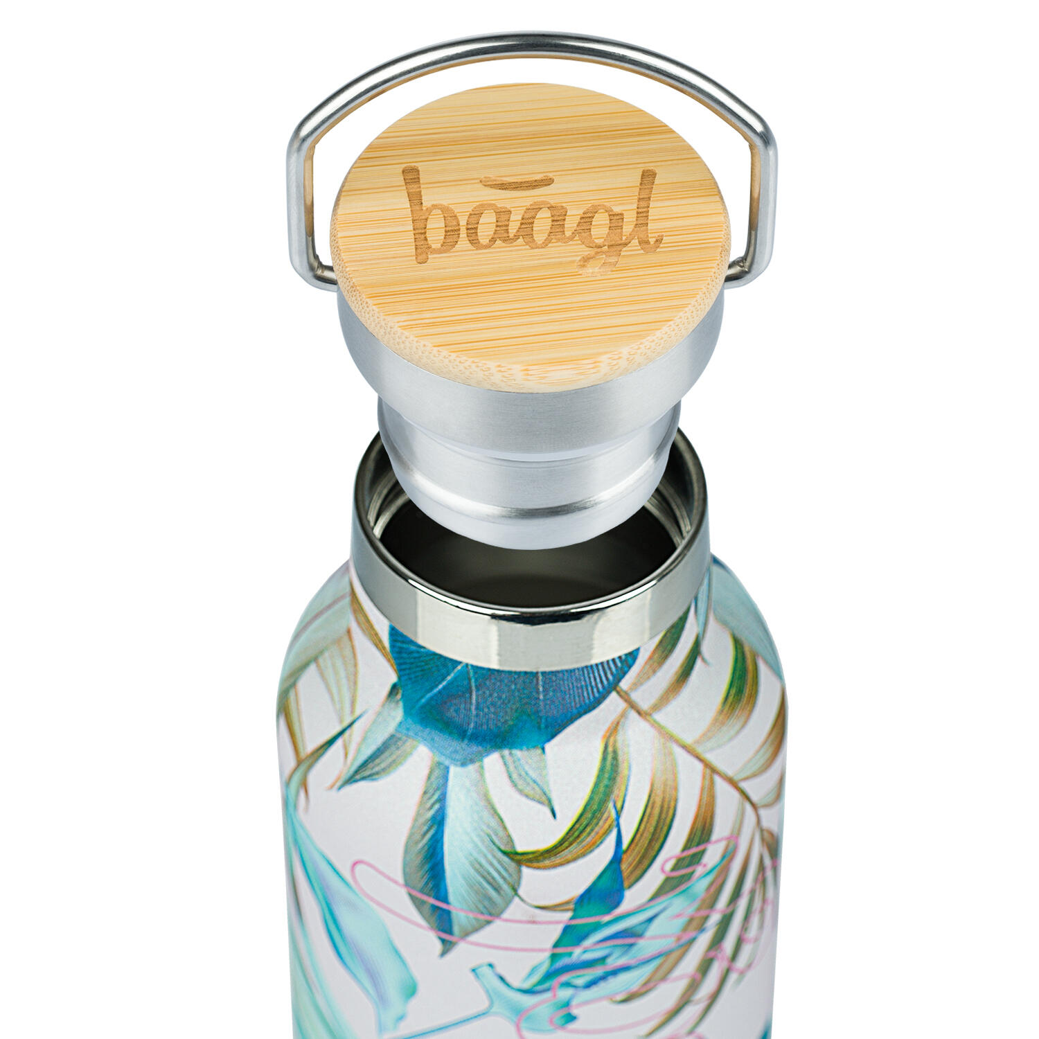 Thermoflasche mit Bambusdeckel Leafs, 500 ml 3/6