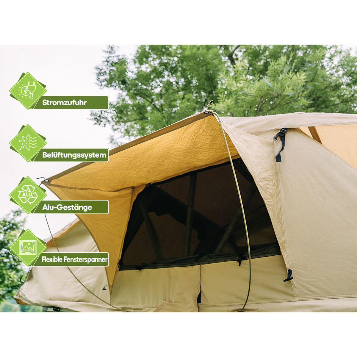 Dachzelt Family + Anbau für 4 Personen Khaki 160 cm 5/8