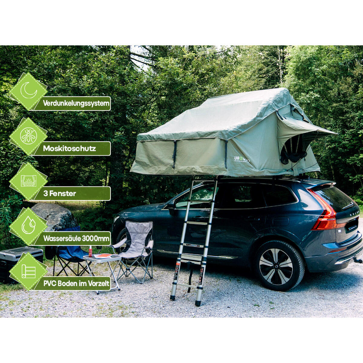 Dachzelt Family + Anbau für 4 Personen Khaki 160 cm 3/8