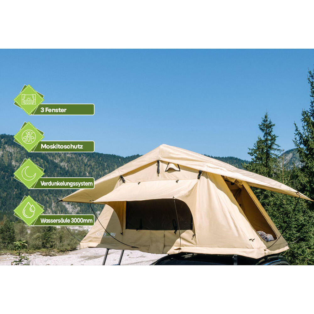 Dachzelt Expedition für 3 Personen Khaki 140 cm 3/7