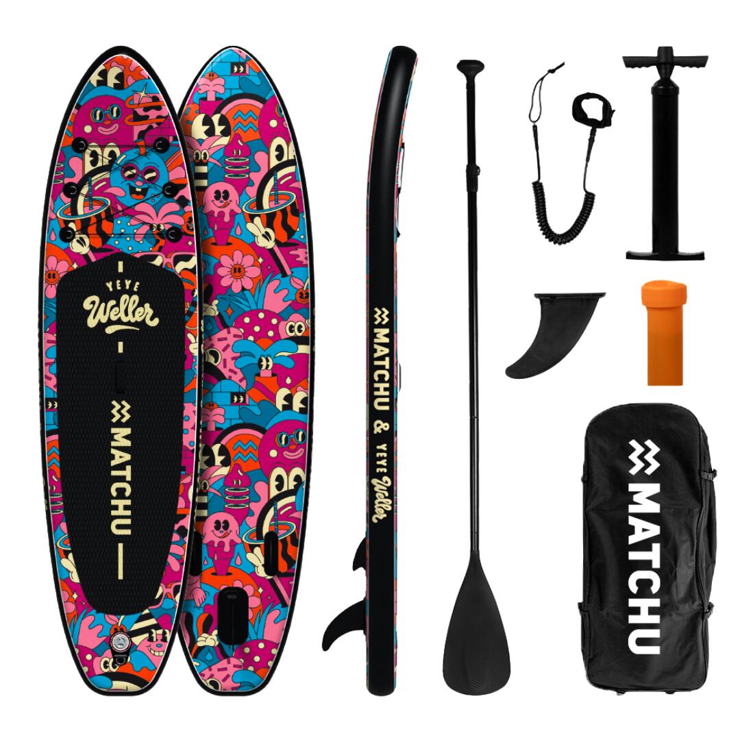 Matchu Sports - Stand Up Paddle Board Gonflable - Édition Limitée - Yeye Weller - Planche De Stand Up Paddle - Bleu|orange|rose|rouge - 320 Cm - Decathlon