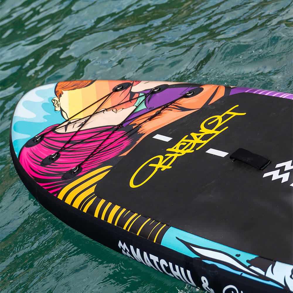 Paddle Board Gonfiabile SLOOSH Meander 10'6" – SUP Stabile Con Tappeto EVA, Accessori Inclusi, Zaino E Pompa, Capacità 136 Kg, Design Tropical Dawn