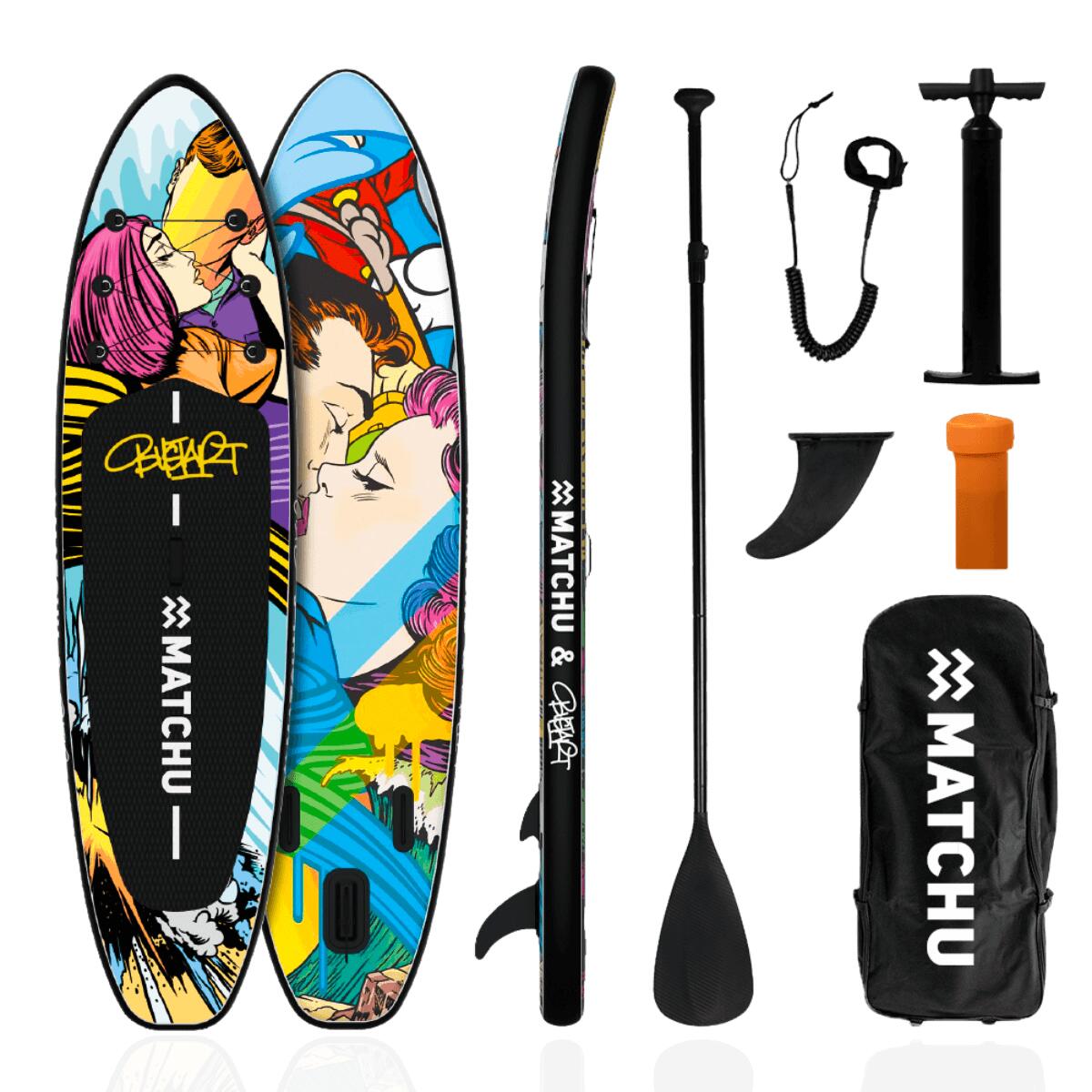Matchu Sports - Stand Up Paddle Board Gonflable - Édition Limitée - Bustart - Planche De Stand Up Paddle - Bleu|jaune|multicolore - 320 Cm - Decathlon