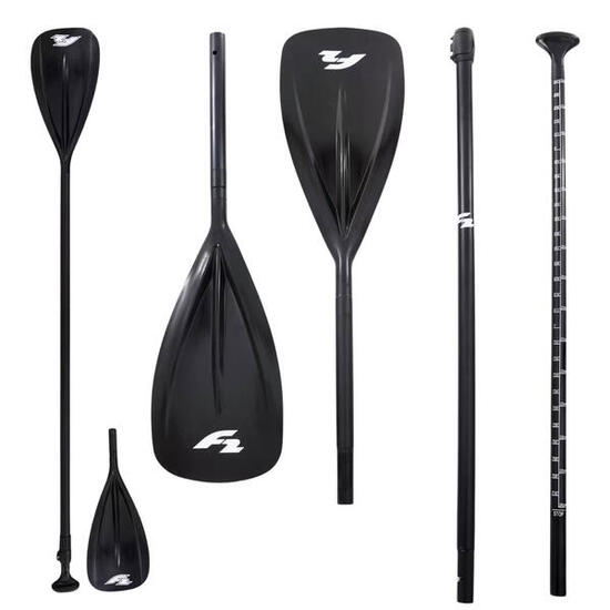 F2 Marken SUP Paddel Kajak Alu 4 teilig 170-241cm 2in1 Paddle Schwarz 2025