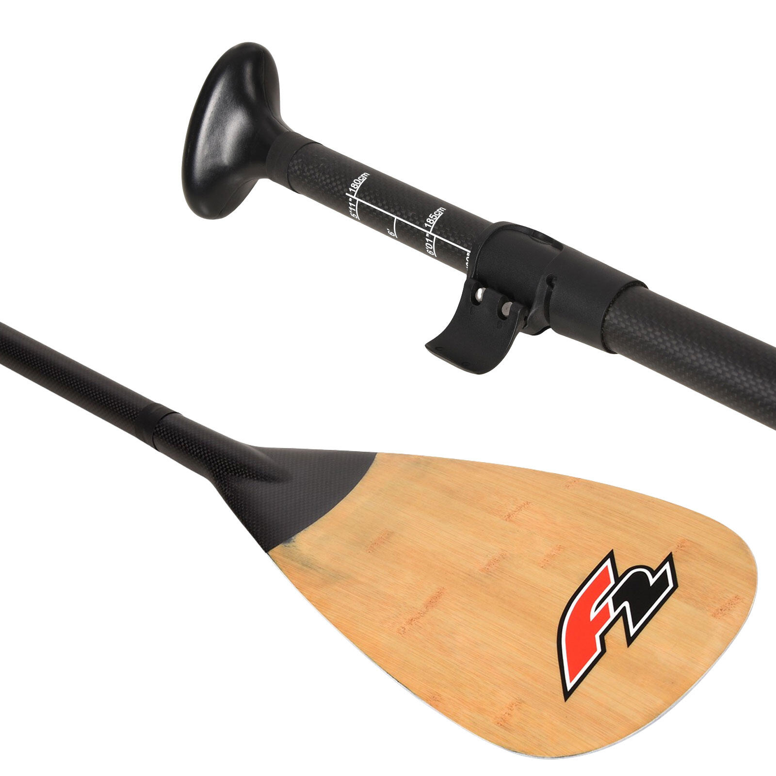 F2   SUP Paddel Bamboo - Carbon  3 teilig 180-220cm Wood 3/5