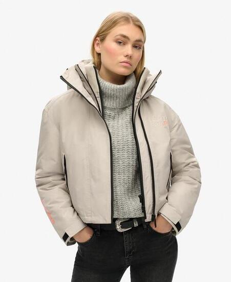 superdry Kapuzen-SD Windbreaker Jacke mit Stickerei – Boxy Fit – Chateau Beige