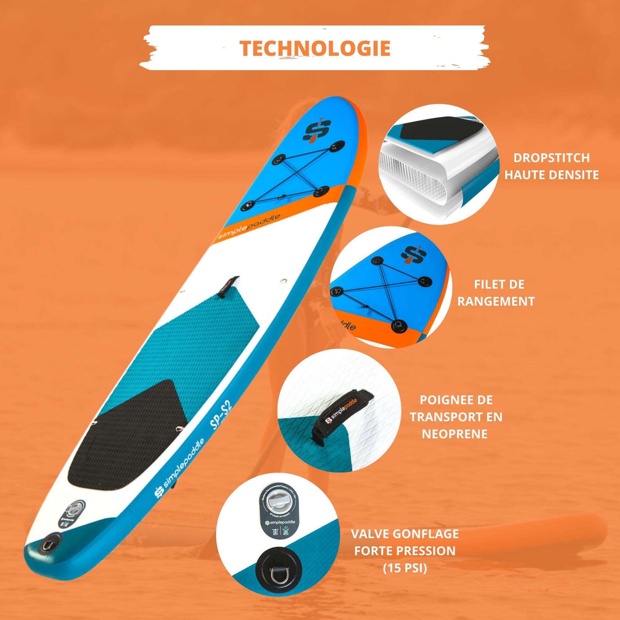 Opblaasbaar Paddle S2 10'2'' (310x76 x13cm) met peddel, leash, pomp en draagtas 4/7