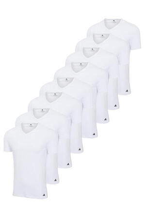 8 er Pack adidas V-Neck T-Shirt Herren V-Ausschnitt Baumwolle