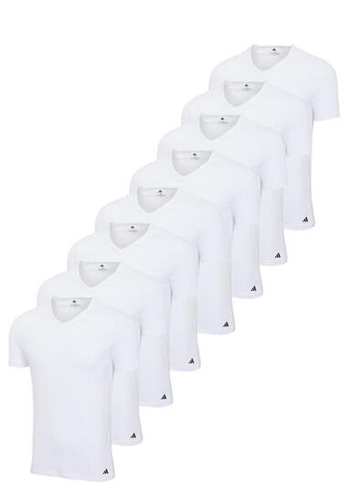 8 er Pack adidas V-Neck T-Shirt Herren V-Ausschnitt Baumwolle