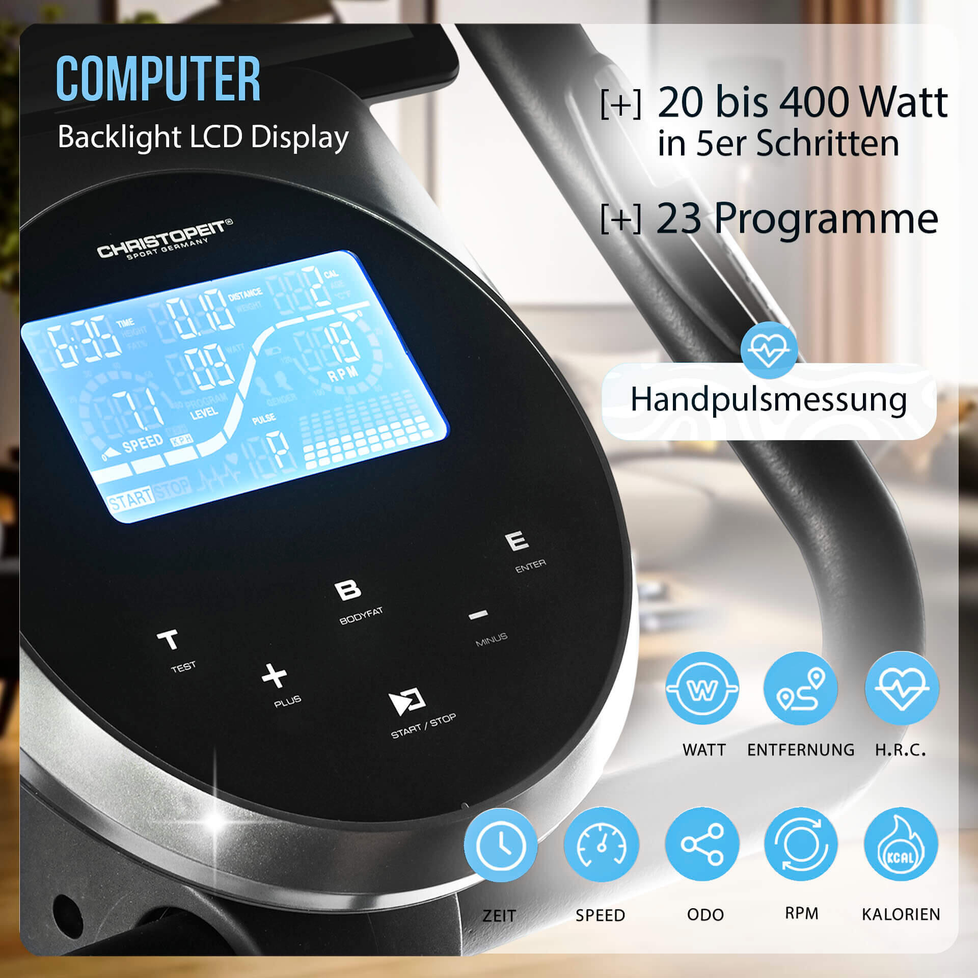 Heimtrainer  - Induktion - 21 Programme - Kinomap - bis 210cm - EM 8000 3/7