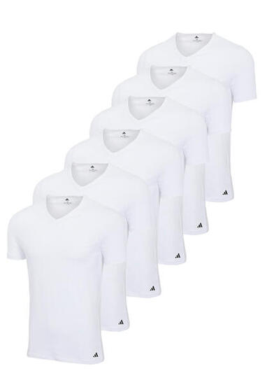 6 er Pack adidas V-Neck T-Shirt Herren V-Ausschnitt Baumwolle