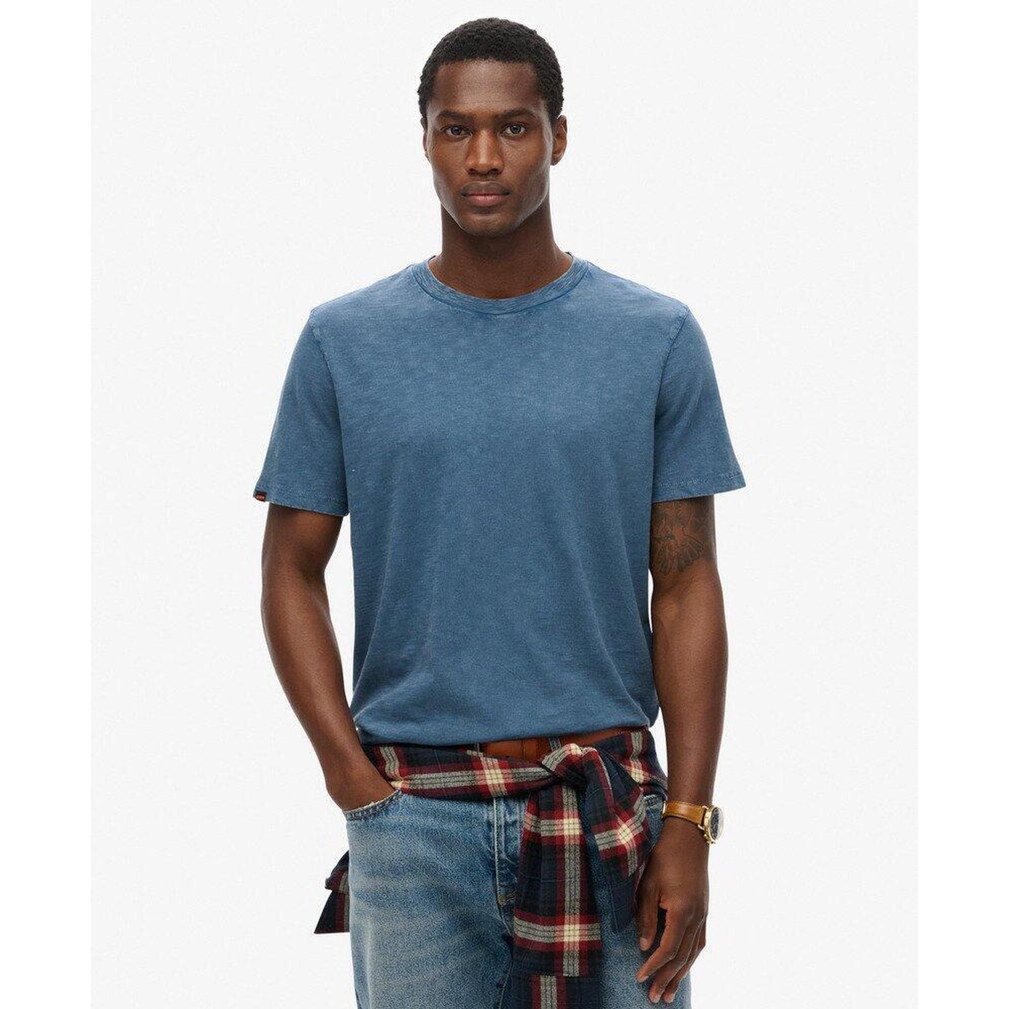 Superdry - T-shirt Col Rond En Coton Slub - T-shirt Manches Courtes - Bleu - Decathlon