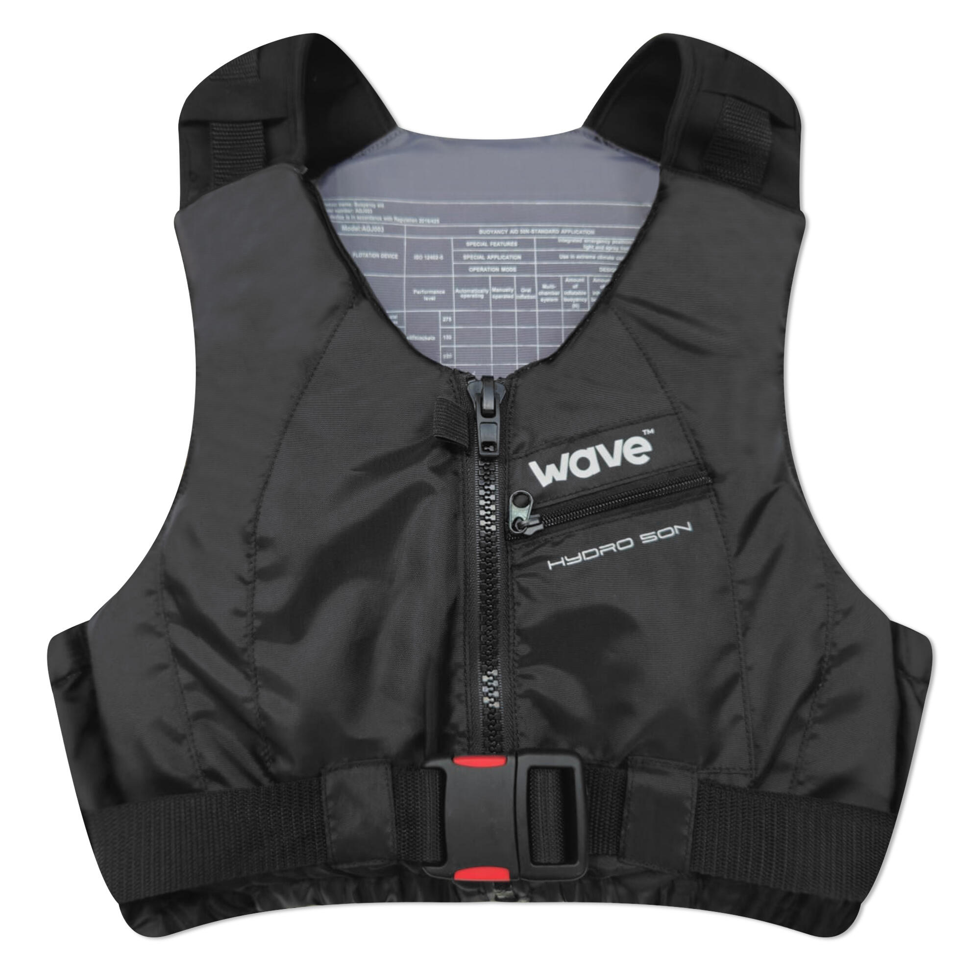 WAVE DIRECT Buoyancy Aid Vest | Lightweight, Comfortable Life Jacket | Black