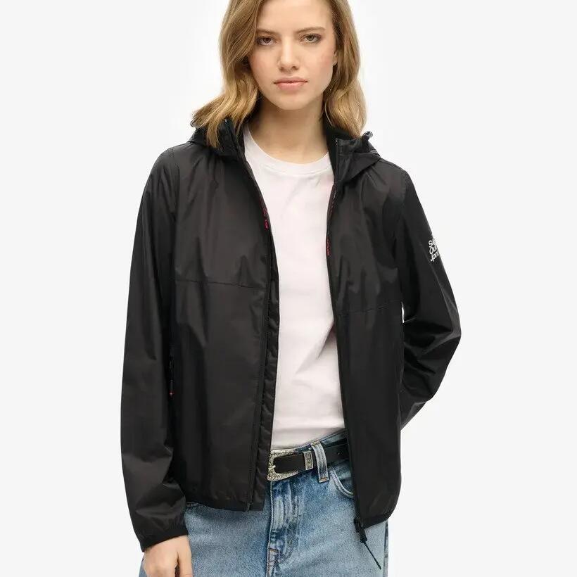 Hooded windbreaker with logo for women Superdry
