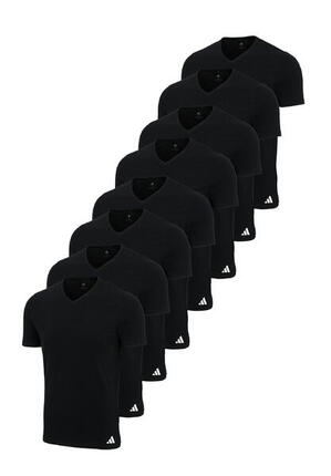 8 er Pack adidas V-Neck T-Shirt Herren V-Ausschnitt Baumwolle