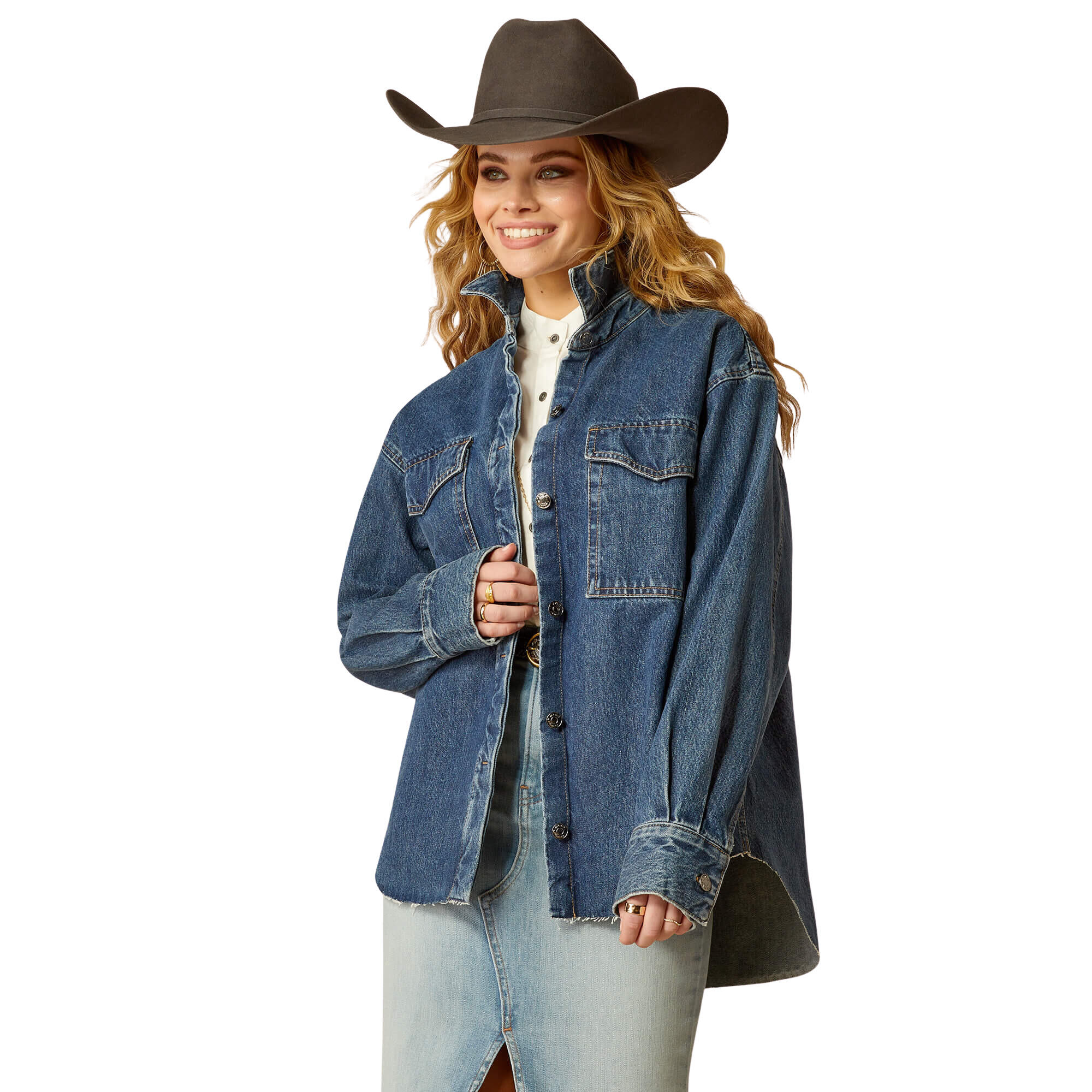 Ariat Jeans Donna Gamba Dritta, Denim Elasticizzato, Vita Media 21.6 Cm, Vestibilità Comoda Per Stivali, Colore Blu