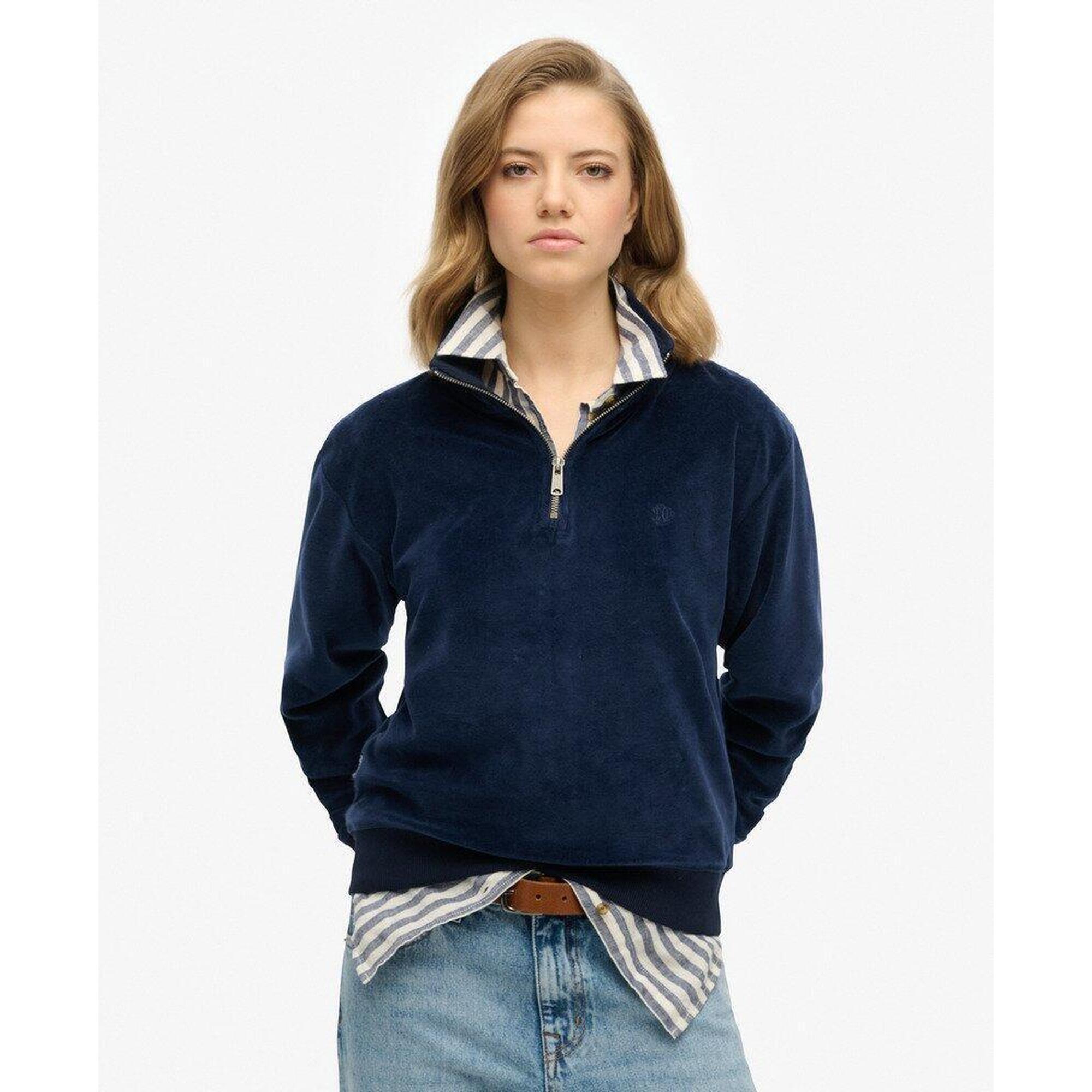 Superdry - Pull En Velours À Demi-zip - T-shirt Manches Courtes - Bleu - Decathlon