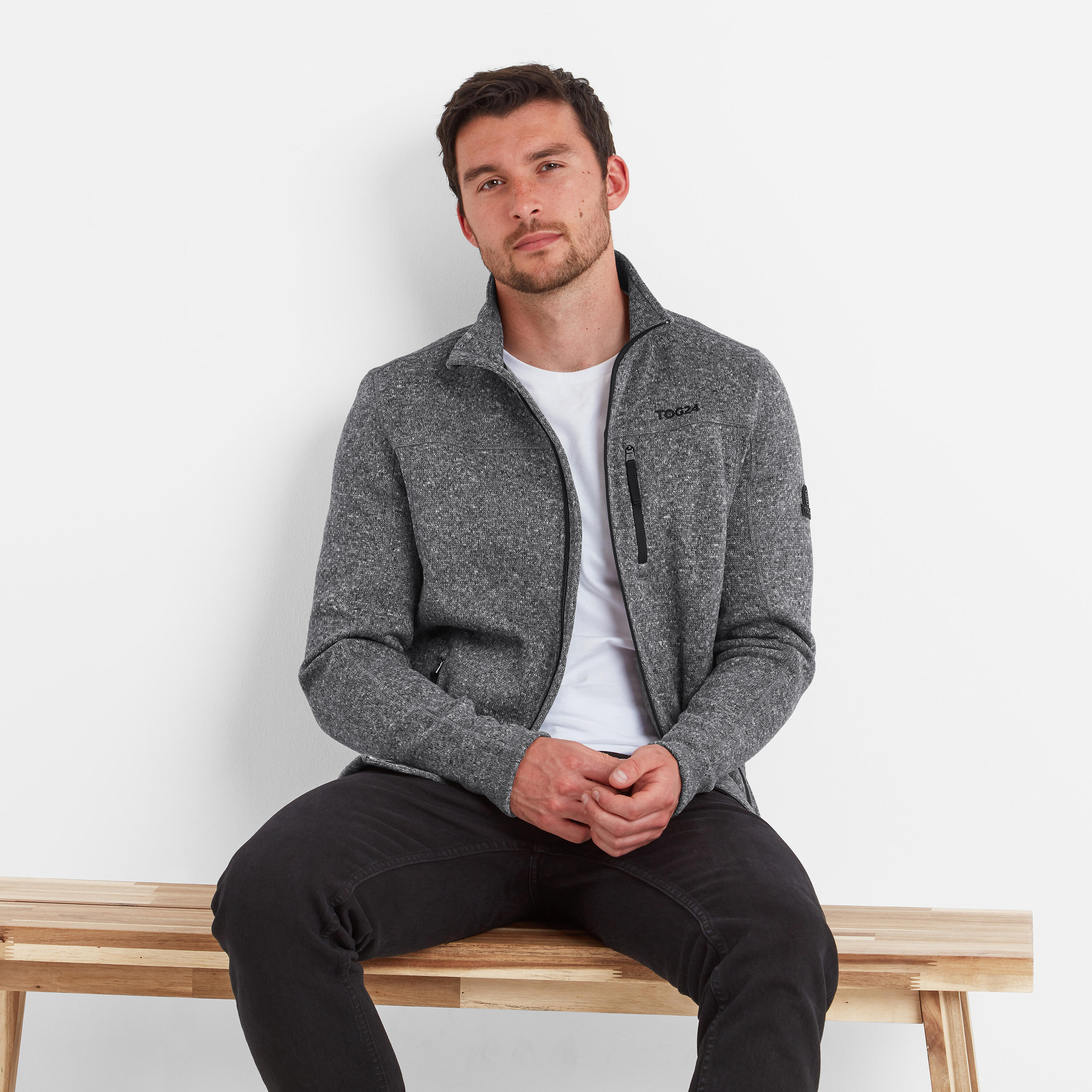 Cresswell Mens Knitlook Fleece Jacket 2/4