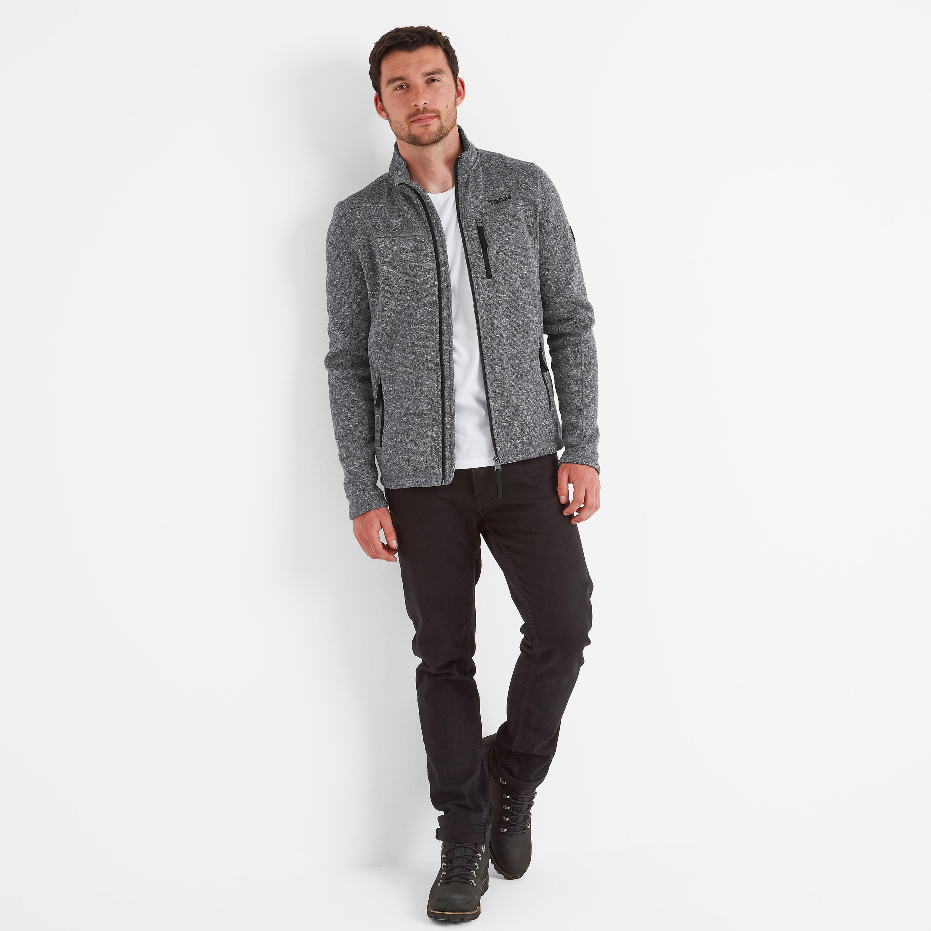 Cresswell Mens Knitlook Fleece Jacket 3/4