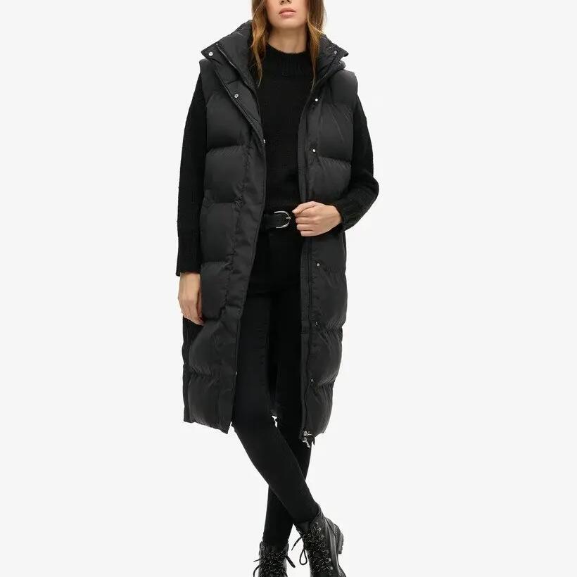 Women's long sleeveless hooded down jacket Superdry