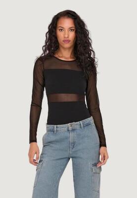 T-shirt met lange mouwen onlesther l/s mesh stocking jrs noos dames zwart