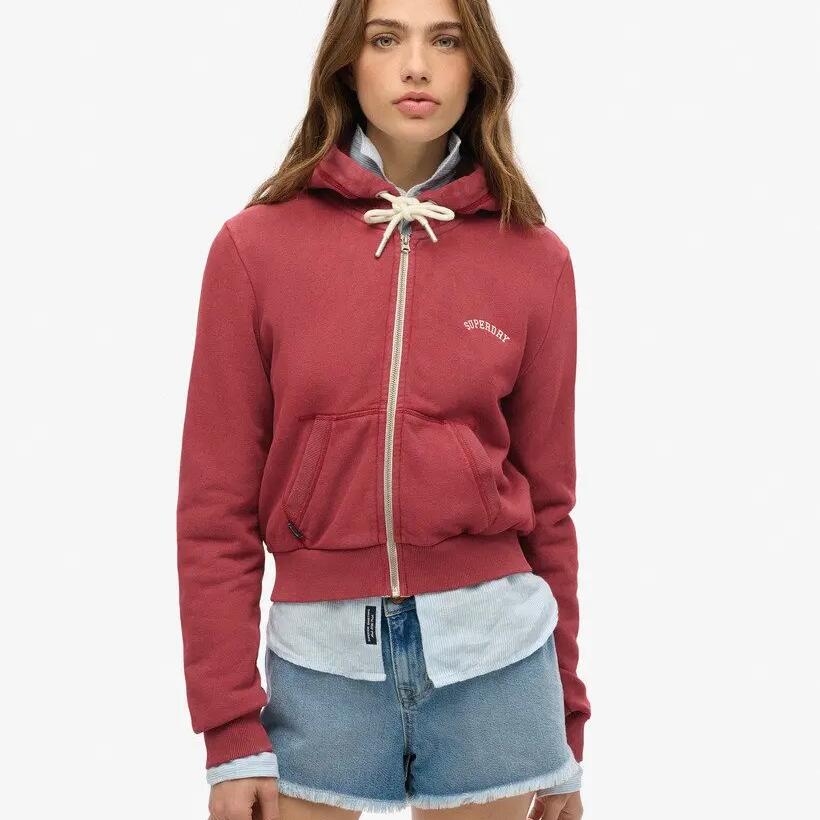 Women's cropped zip-up hoodie with logo Superdry Essential