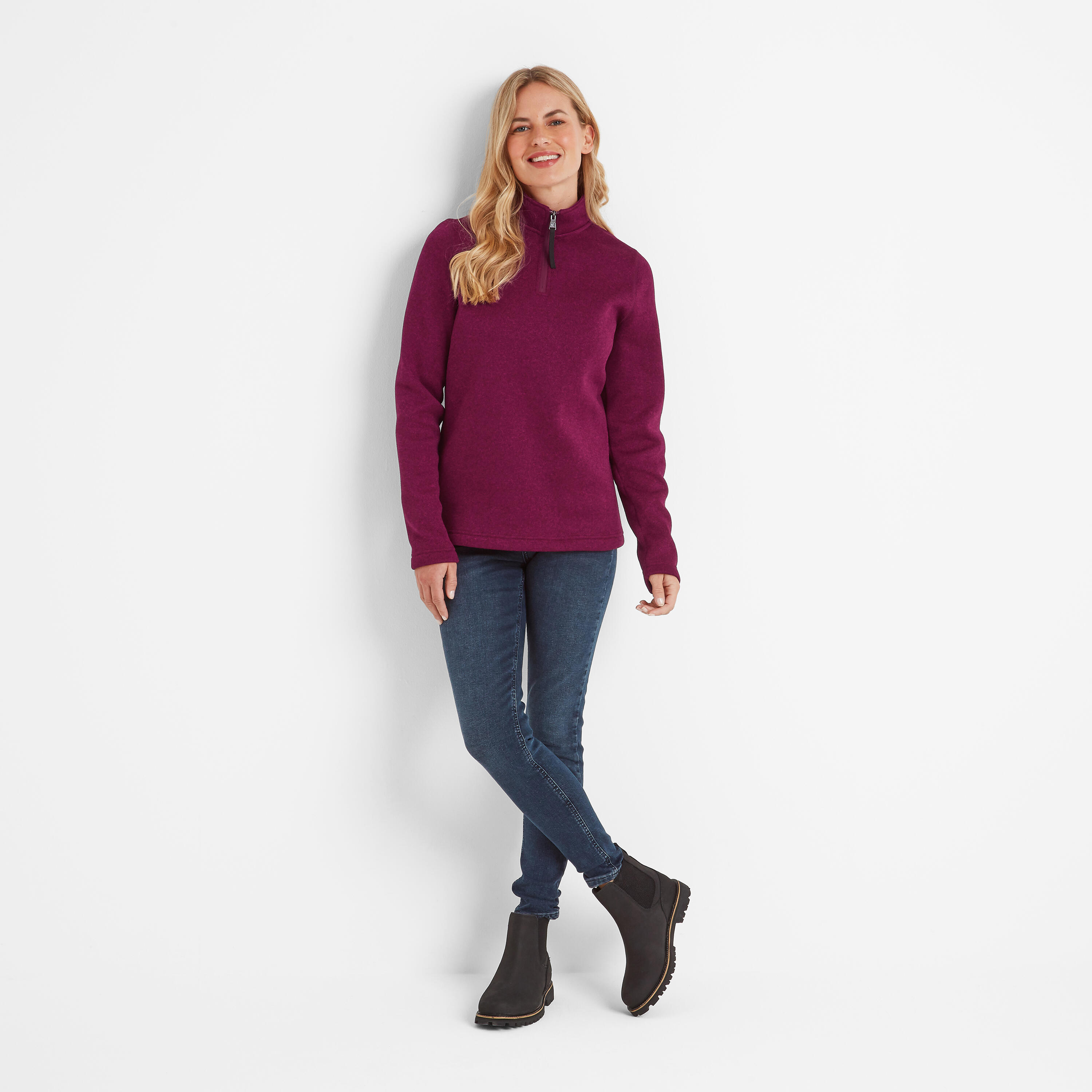 Pearson Womens Knitlook Fleece Zipneck 3/4