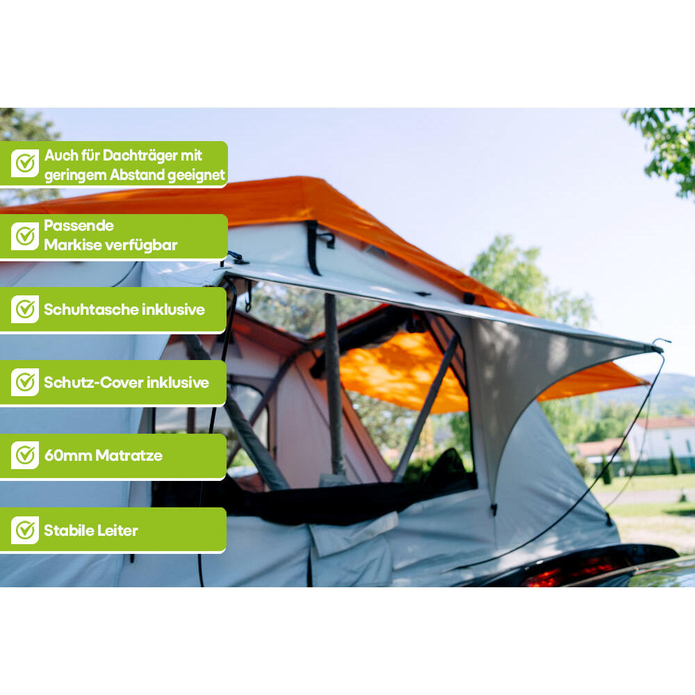Dachzelt FamilyPlus - 4 Pers. 160cm - NordicBlue - inkl. Dachfe, Vorzelt, Mesh 3/9