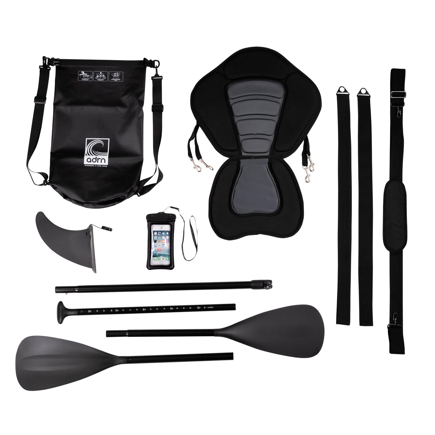 SIMPLE PADDLE Set van 6 accessoires voor opblaasbare Stand Up Paddle – Zwart