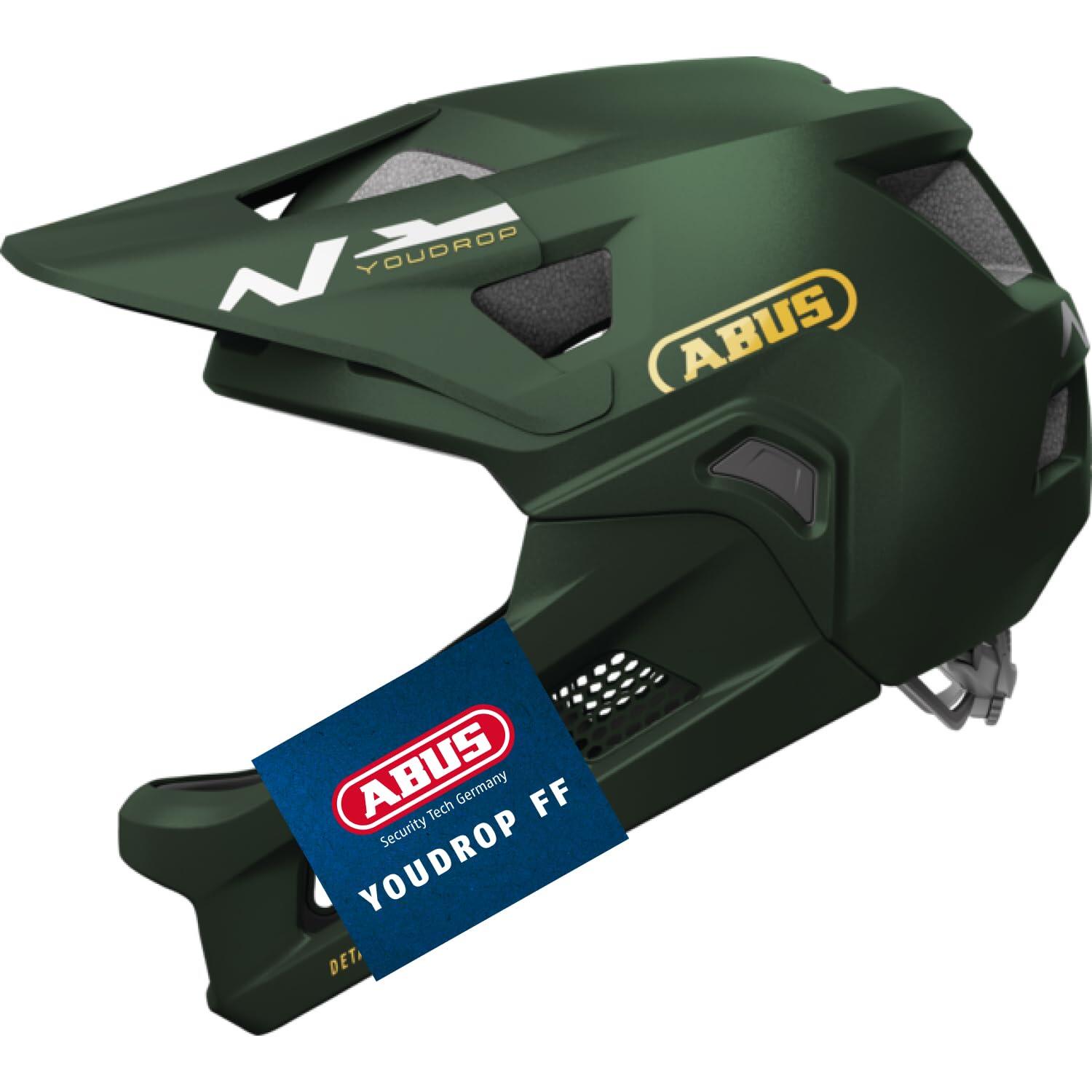 ABUS Casco integrale ABUS YouDrop FF S bambino verde, mentoniera rimovibile