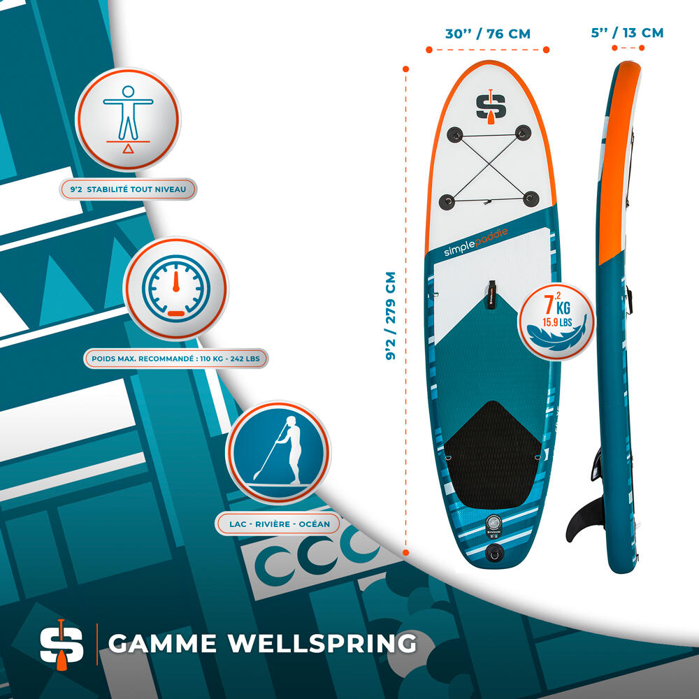 Opblaasbaar Paddle XS 9'2'' (278x 76x 13cm) met peddel, leash, pomp en draagtas 3/7