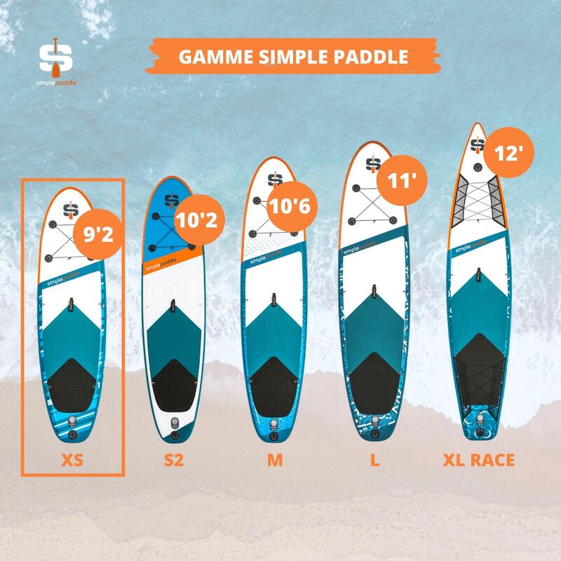 Paddle Gonflable XS 9'2"'' (278 x 76 x 13 cm) avec Pagaie, Leash, Pompe et Sac