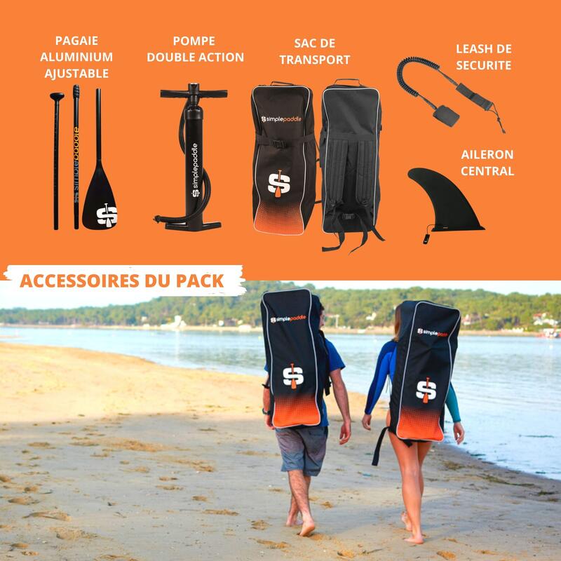 Paddle Gonflable XS 9'2"'' (278 x 76 x 13 cm) avec Pagaie, Leash, Pompe et Sac