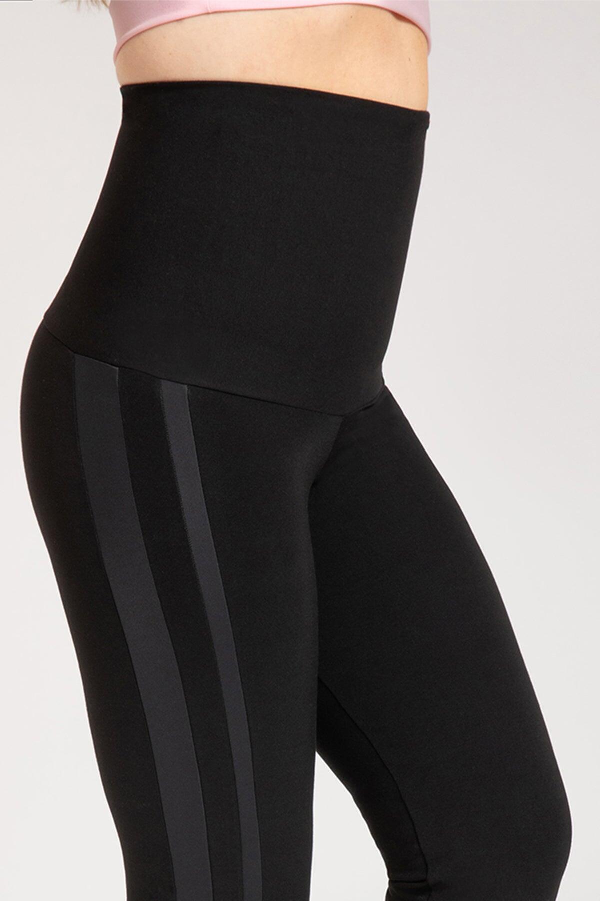 Body Sculpt Tummy Control High Waist Side Panel Bootcut Long Leg Black 5/7