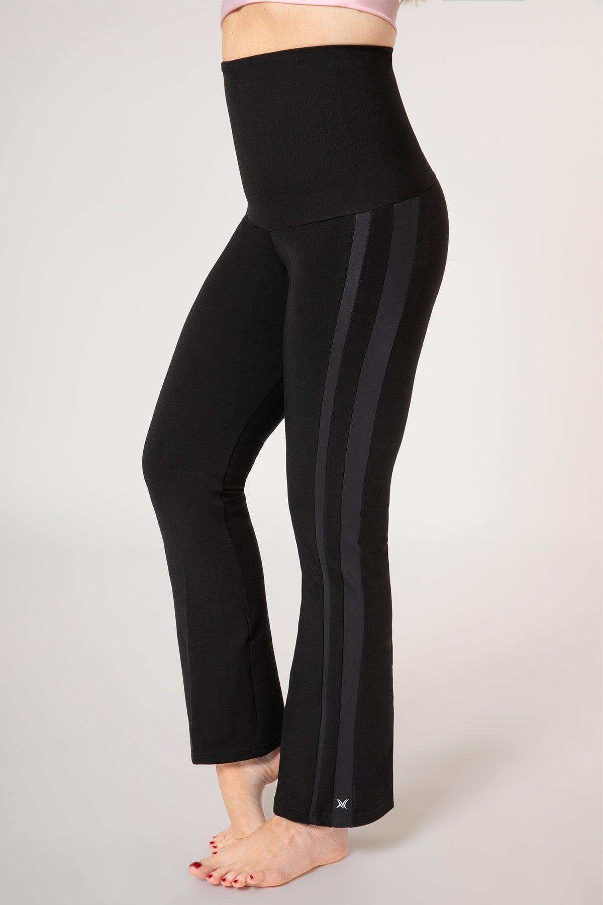 Body Sculpt Tummy Control High Waist Side Panel Bootcut Long Leg Black 1/7