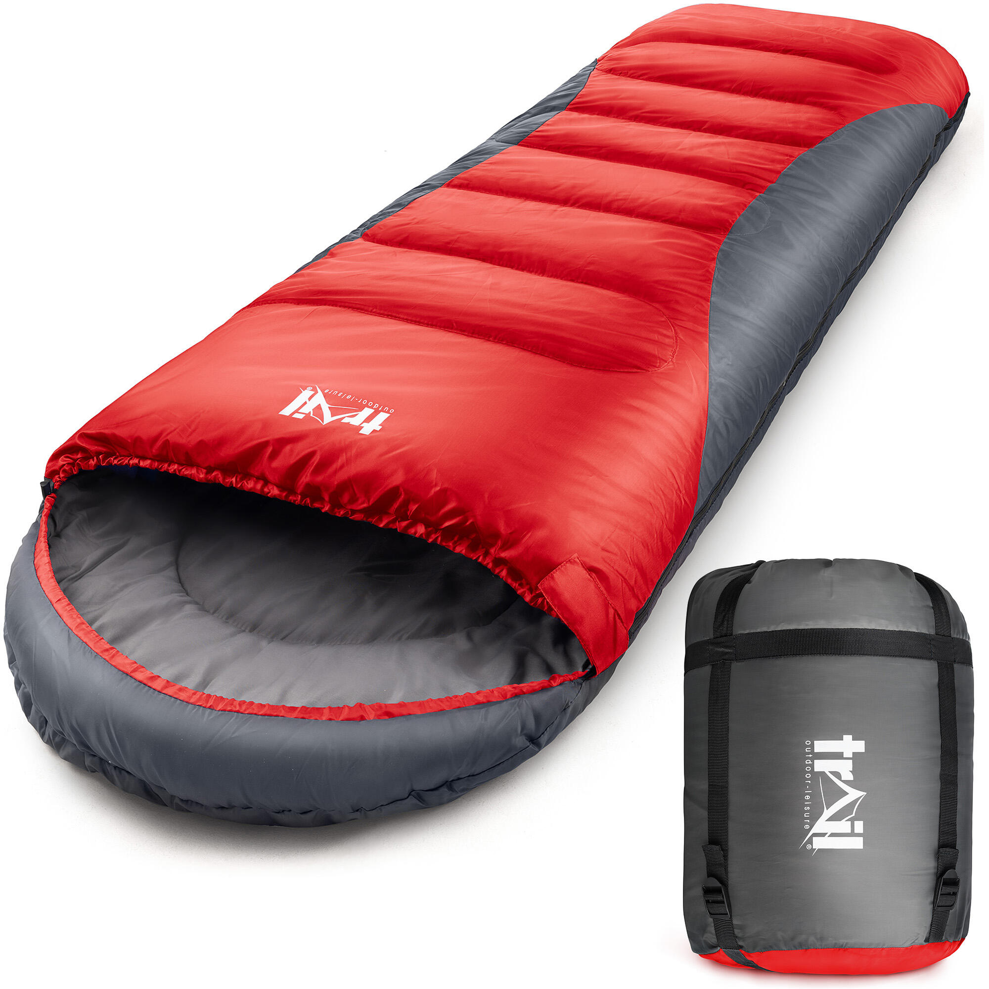 TRAIL OUTDOOR LEISURE Trail Alpine 400 Hooded Envelope Sleeping Bag 3 4 Season Camping Carry Bag