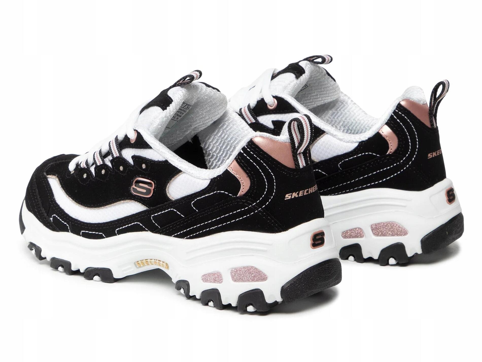 Buty damskie SKECHERS D'LITES 13154-BKRG sneakersy niskie sportowe 39 5/7
