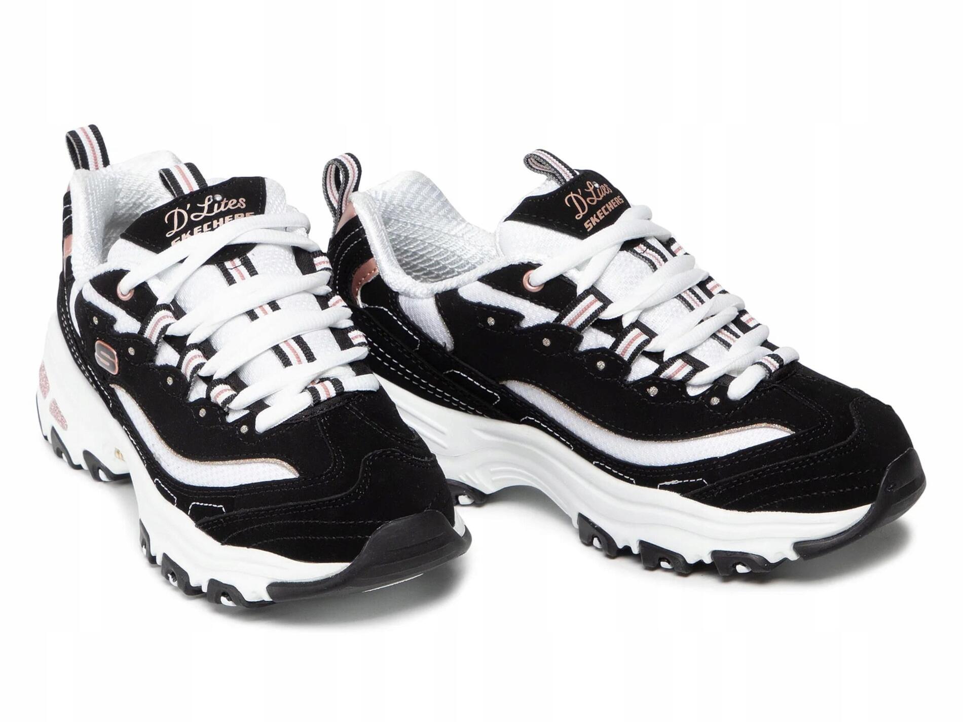 Buty damskie SKECHERS D'LITES 13154-BKRG sneakersy niskie sportowe 39 4/7