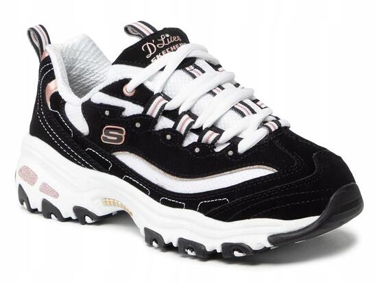 Buty damskie SKECHERS D'LITES 13154-BKRG sneakersy niskie sportowe 36,11