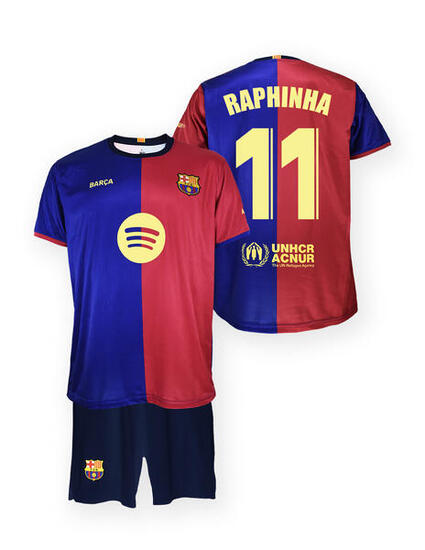 FC Barcelona komplet koszulka spodenki junior Home FCB 2024/25 Raphinha