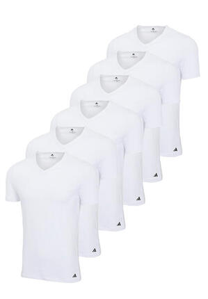 6 er Pack adidas V-Neck T-Shirt Herren V-Ausschnitt Baumwolle