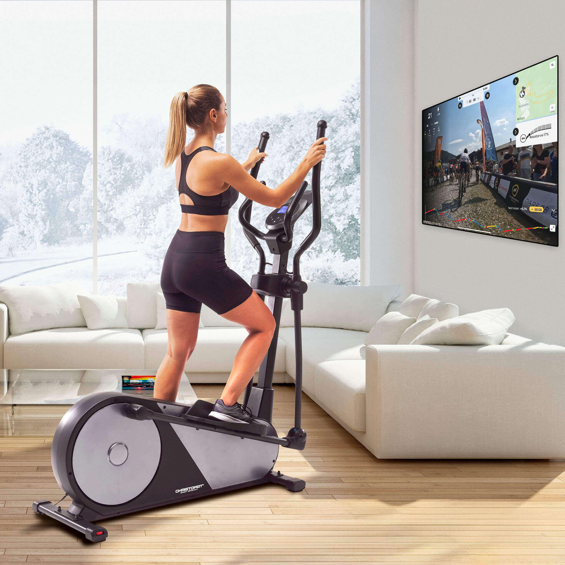 Vélo elliptique - Bluetooth - Kinomap - ergonomique - 150kg - 210cm EL 8000 7/7