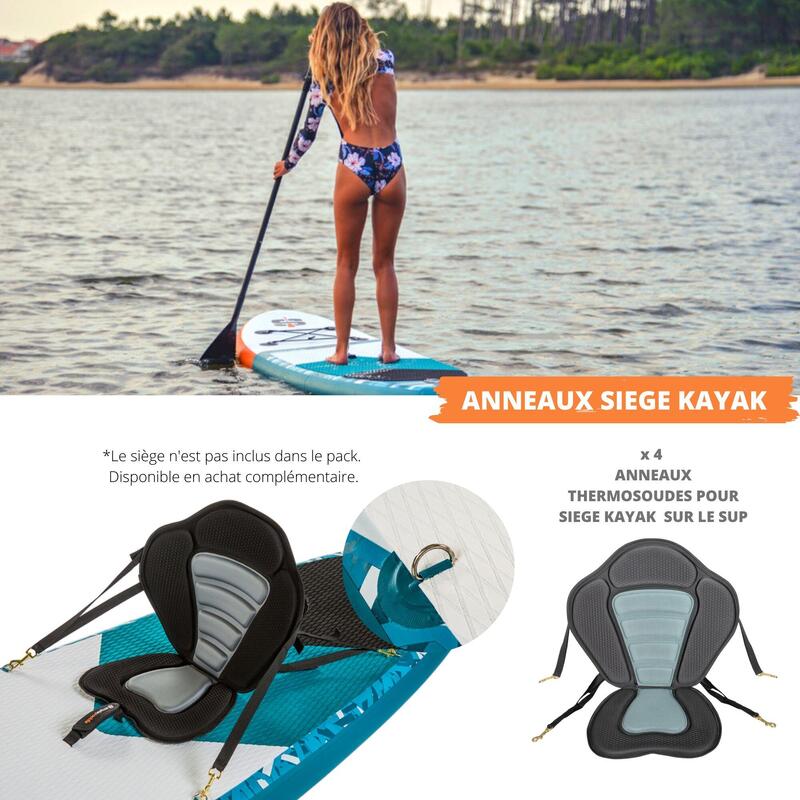 Paddle Gonflable L 11'  (335 x 81 x 15 cm) avec Pagaie, Leash, Pompe et Sac