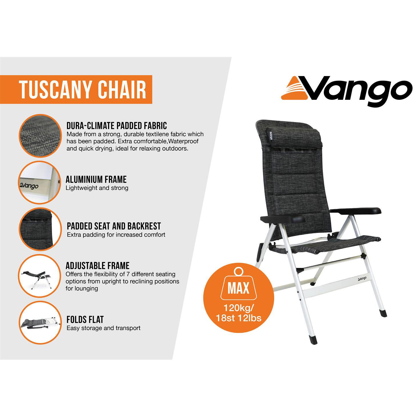 Vango Tuscany Camping Camping Chair 2/7
