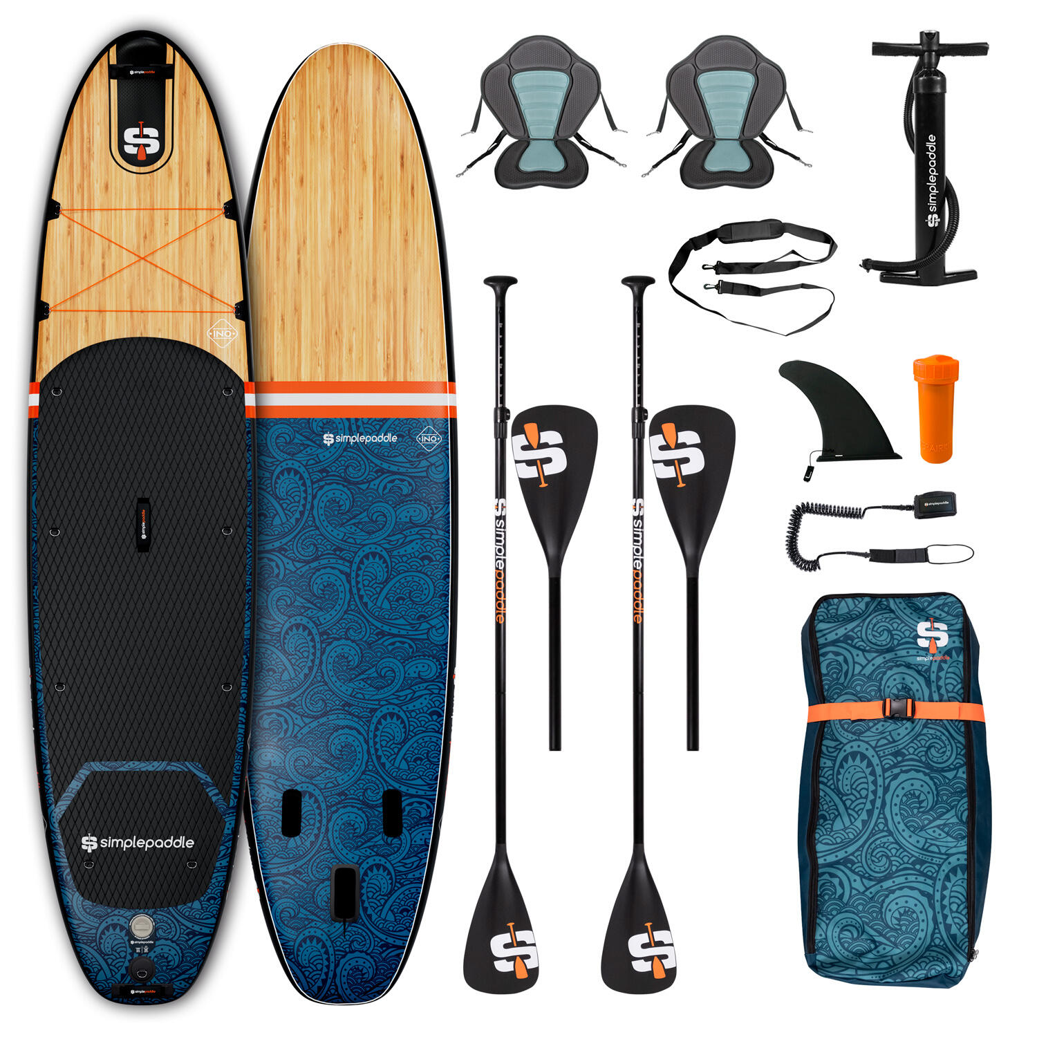 SIMPLE PADDLE Paddle Hinchable INO 12' (366 x 81 x 15 cm) completo para 2 personas